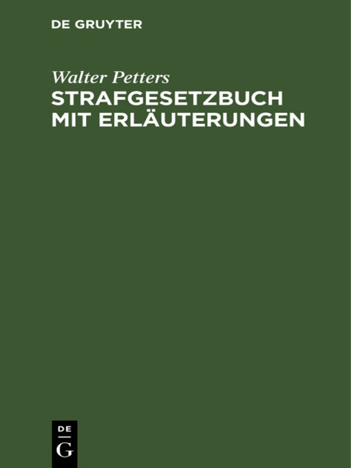 Title details for Strafgesetzbuch mit Erläuterungen by Walter Petters - Wait list